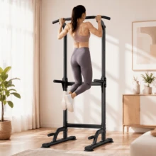 GartistGo Height-Adjustable Power Tower Dip Station With Pull-Up Bar, Freestanding Multifunctional Strength Training Station For The Home Gym - Black - View 1