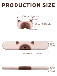 Satu set pelindung pergelangan tangan keyboard dan mouse berbentuk kucing yang lucu, terdiri dari dua bagian, menampilkan desain ergonomis, bahan silikon, fungsi pijat, desain yang nyaman dan bernapas, serta pola kartun yang menggemaskan. Pelindung pergelangan tangan ini berbentuk seperti kucing. - View 7