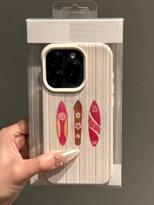 1pc White Striped Colorful Surfboard Minimalist Personalized TPU Anti-Drop Full Coverage Phone Case Compatible With Apple 17 16 15 14 13 12 11 Pro Max Air And Series - Multicolor - View 4
