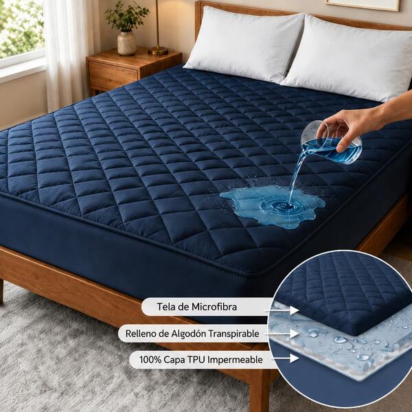 AMOROSA 1 Pieza Protector de Colchón Impermeable de 3 Capas,Cubre Colchón Suave y Transpirable con Diseño Silencioso,Protección para Colchón contra Derrames y Manchas, Ideal para Cama Individual Matrimonial Queen King,Envío Local