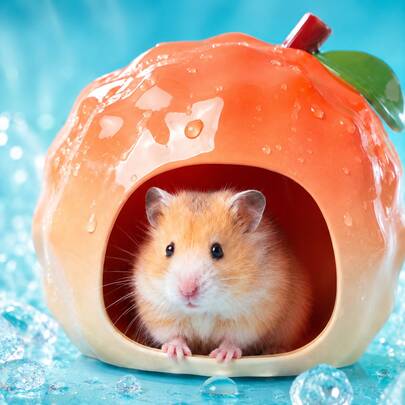 Esconderijo de Cerâmica para Hamster, Casa e Habitat para Hamster em Todas as Estações com Cama Refrescante, Adequado para Hamsters, Gerbilos, Ratos, Hamsters Dourados