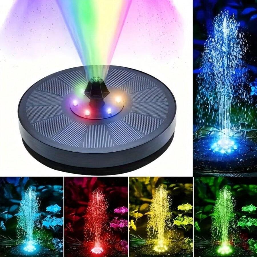 Solar Floating Water Fountain Pump Kit, No‑Battery Solar Water Pump With Replaceable Nozzles For Garden, Birdbath, Fish Pond Decor - Colorful - View 1