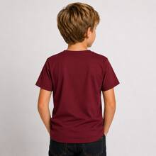 Boys' Basic T-Shirt 100% Cotton, Sizes 0 To 16, Lightweight And Breathable For Daily Wear, School, Outings, And Parties - 勃根地 - 查看 2