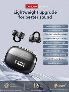 Headphone Bluetooth Lenovo RS119 yang Modis Layar LED Indikator Level Baterai Audio Berkualitas Tinggi untuk Mendengarkan Musik Sehari-hari Latensi Rendah untuk Bermain Game, Daya Tahan Baterai Lama Nyaman Dipakai Earphone Nirkabel Ringkas yang Kompatibel dengan Android iOS PC Hadiah Ideal - View 14