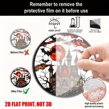 2D Flat Gothic Castle Bat Halloween Acrylic Dream Catcher, Translucent Round Hanging Ornament, Suitable For All Seasons, Outdoor, Living Room And Garden Decor, Perfect Christmas And Birthday Gift, Rustic Style Home Decor - A - View 3