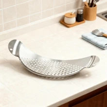 1/2pcs Stainless Steel Pot Strainer With Handle, Stainless Steel Pot Side Drain Rack, Fried Food Oil Strainer, Suitable For Pasta, Noodles, Vegetables And Fruits, Dishwasher , Essential Kitchen And RV Accessory, Reusable - View 6