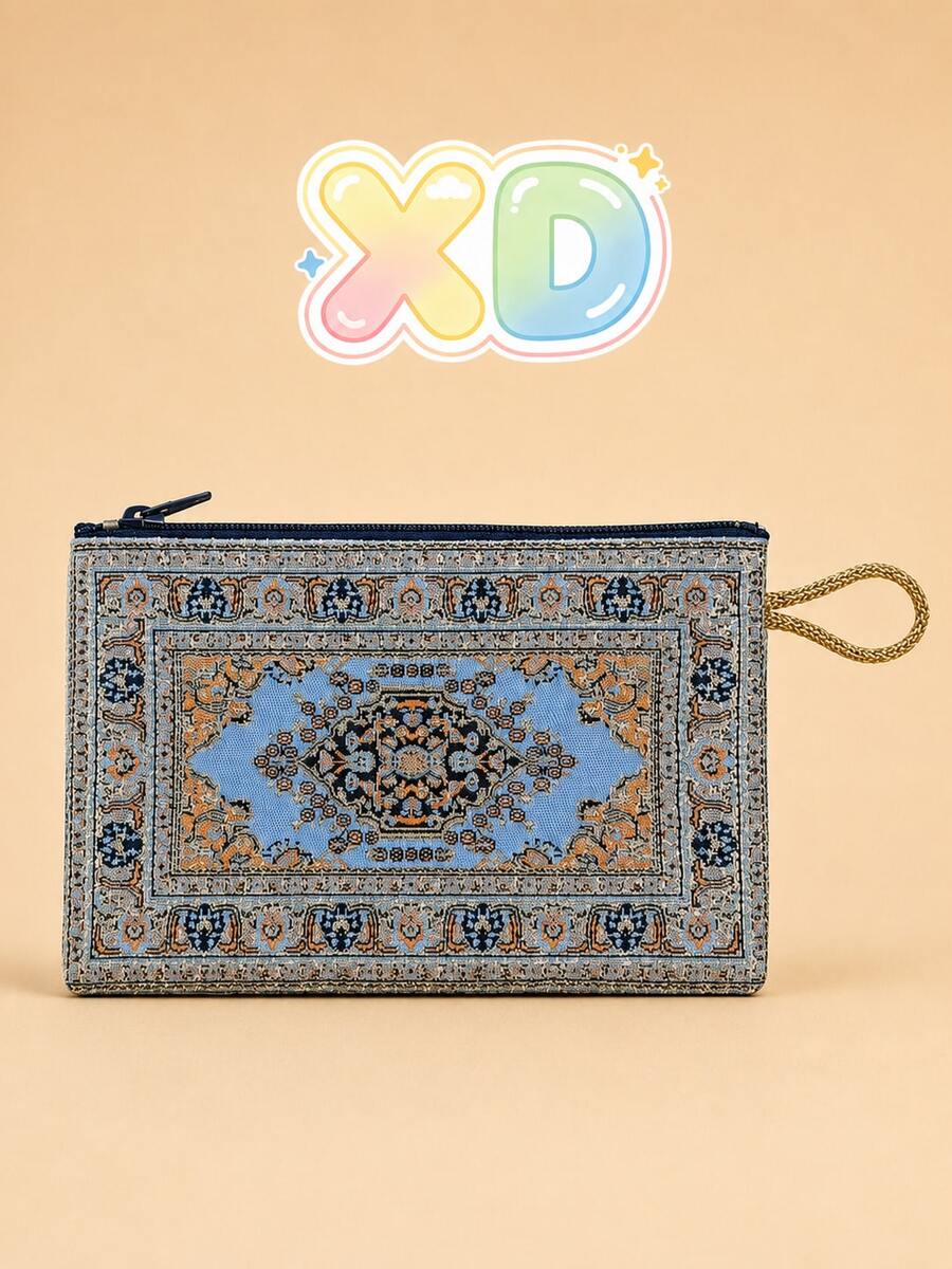 XD復古金線刺繡女款迷你卡夾 中東風時尚零錢包 多隔層收納硬幣與卡片 精緻刺繡工藝 便攜手拿包 女士生日節日禮物 紋理小錢包 - 彩色 - 查看 1