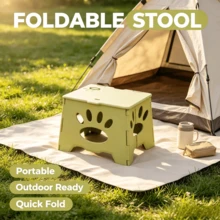 1pc Adult Heavy Duty Folding Step Stool 9.5-10.5 Inches, Foldable Plastic Stool With Non-Slip Surface Suitable For Outdoor Camping Kitchen Bathroom Bedroom (Matcha Green) - Green - View 4