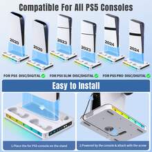Cooling Charging Station For P5, P5 Slim And P5 Pro, 3-Speed Fan, Dual Controller Charger, 9 RGB Modes, Headphone Holder - White - View 4
