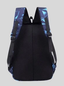 Dedoo 3件組 900D 印花後背包，3合1大容量學生書包，大學風，可放入15.6吋筆電，大學旅行包，必備款 - 藍色 - 查看 4