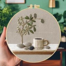 1PC 20*20cm/7.9*7.9in,Different Types Of Plants Embroidery Kit, DIY Handmade Embroidery Set For Adult Beginners, Home Gift, Women's Sewing Gift, Including User Manual, Printed Pattern Fabric, Embroidery Frame, Needle And Thread. - Various Types Of Plants - View 15