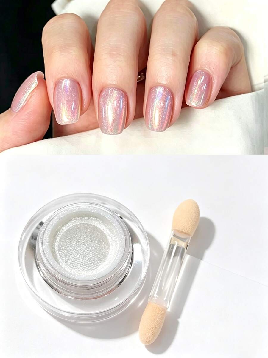 氣墊瓶裝極光美甲粉－美人魚極光效果，美甲亮粉裝飾，適合居家 DIY 與沙龍美甲