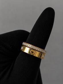 2Pcs Stainless Steel Plated 18K Gold Four-Leaf Clover Rings, Elegant Ladies Bangle Jewelry, Suitable For Daily Wear And Gift - SGS095 - View 9