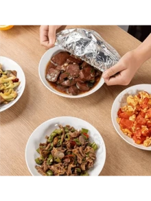 10/20/30/50pcs Reusable Aluminum Foil Food Wrap, Heat-Insulating Stretch Film, Durable & Heat-Resistant, Suitable For Fruits, Meals, Tableware, Insulated Food Containers, Reflective Surface, Heat-Resistant Cover Film - Multicolor - View 6