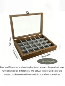 Caja de joyas con tapa transparente, caja de almacenamiento de pendientes 2 en 1, organizador de joyas de madera de nogal, forro de terciopelo, adecuada para exhibición en el hogar - Multicolor - Ver 16