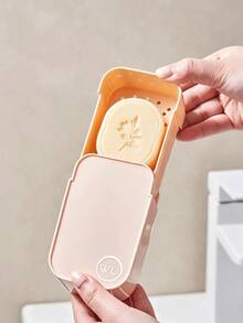 Travel Essential Leak-Proof Soap Box, Push-Pull Sealed Soap Box, Bathroom Countertop Water-Draining Soap Storage Box, Plastic Rectangular Soap Box With Lid, Bathroom Accessories, Home Decor, Travel Essentials, Home Accessories - Travel Soap Box - View 5