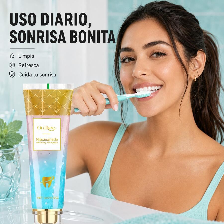 Pasta Dental Blanqueadora Con Nicotinamida, Elimina Manchas Superficiales, Ilumina El Tono Dental Suavemente Y Refresca El Aliento, Brillante Y Saludable En Tu Rutina Diaria - Niacinamida - Ver 1