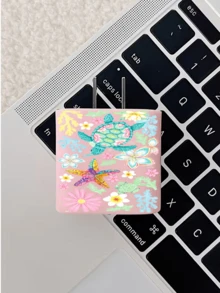 海洋生物可愛海龜花卉圖案充電器數據線保護套，適用 Apple 20W 充電器，極簡 Apple 充電器保護殼，相容 20W Phone 15/16 Pro Max 充電線保護套，防刮防咬，適用 13/14 Plus - 彩色 - 查看 3