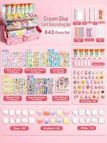747件奶油膠 Gukka DIY貼紙套裝，可愛裝飾卡與剪貼簿用品，適合兒童、小學女生，手工藝禮物 - 彩色 - 查看 8