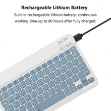 مجموعة لوحة مفاتيح وماوس بلوتوث مع وسادة ماوس، لوحة مفاتيح لاسلكية محمولة (150mAh) ومجموعة ماوس، متوافقة مع أجهزة سامسونج التابلت وآبل وأندرويد وiOS وويندوز، هدية العودة إلى المدرسة. (أزرق ضبابي) - أزرق ضبابي - مشاهدة 6