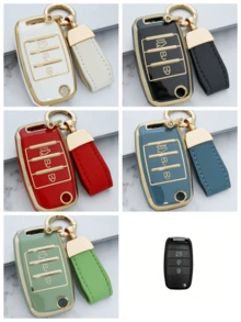Funda protectora anti-caídas y anti-polvo para llave de coche; carcasa protectora de TPU para mando a distancia de llave, apta para KIA RIO CEED SPORTAGE SORENTO NIRO K3 Carens Cadenza Carnival Optima - Carcasa protectora abatible para mando de llave - Hebilla de herradura 5 - Ver 17