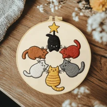 1 قطعة 20*20 سم/7.9*7.9 بوصة، طقم تطريز قطط مختلفة، طقم تطريز يدوي DIY للمبتدئين البالغين، هدية منزلية، هدية خياطة للنساء، يشمل دليل المستخدم، قماش مطبوع بالنمط، إطار التطريز، الإبرة والخيط. - قطط مختلفة - مشاهدة 16
