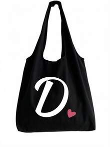 Pink Heart Letter A-Z Pattern Vest-Style Shoulder Bag, Women's Casual Canvas Tote Bag, Suitable For Vacation, Beach And Daily Life, Perfect Gift For Women, Mothers, Teachers, Friends And Bridesmaids, Large Capacity Bag, Students, Back To School Season, Portable Casual Storage Tote Bag, Multi-Functional Shopping Bag, Novel Design, Large Capacity, Ideal For Shopping, Shoulder Bag, Tote Bag, Lunch Bag, Lunch Box And More. - Multicolor - View 16