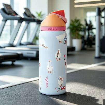 Owala 32oz/24oz Fruit Cup Stainless Steel Insulated Tumbler Outdoor Portable Pop-Up Water Bottle Stainless Steel Insulated Tumbler Portable Sports Water Bottle With Straw Suitable For Sports, Travel And School Sports Activities Water Bottle., Good Sealing, Portable, Flip Lid Design, Perfect For Holding Cold And Hot Drinks, Coffee And Frozen Beverages