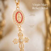 20 Pcs Gold Pearl Rhinestone Cross Keychain Charms, Religious Cross Bag Charms For Baptism, First Communion, Wedding Favors - Red  Cross Alone - View 5