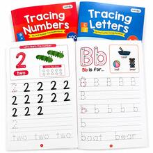 Lachilly Cuaderno de práctica de escritura para niños: trazado de letras y números, con líneas, actividades de aprendizaje, desarrollo de habilidades de escritura temprana, esencial para el aula - Juego completo de 2 libros - Ver 7