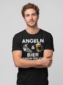 Lokale Lager,Marque,Funny Angler T-Shirt - Fishing And Beer For Fishermen T-Shirt - 黑色 - 查看 2