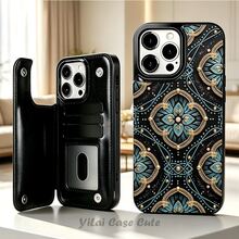 4350[2D Print] Luxury Dark Filigree Printed Phone Case, Flip Wallet Phone Case with 3 Card Slots, You Can Insert Credit Card Cash, Hand-stitched with High Quality For phone 17 Pro Max/17 Pro/17 Air/16 Pro Max/16 Pro/15 Pro/15 Plus/14 Pro Max/13/12/11 Viral Fashion - Braun - Übersicht 4