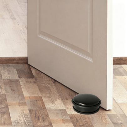 Single Round Door Stopper Crafted From Stainless Steel, Total Weight 1.2 Kg. Equipped With Buffer Rubber Ring And Anti-Slip Bottom Surface, Diameter 10 Cm, Height 4 Cm, Stays Firmly Positioned While Pulling Doors.