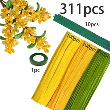 500支/300支/100支橙黄色毛根套装，升级版柔软毛绒雪尼尔工艺扭扭棒，适合初学者DIY艺术和手工艺项目装饰，是礼品、家居装饰、派对、婚礼、夏季、节日的理想之选。 - 黃色 - 查看 21