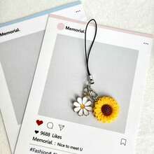 1 buah Gantungan Rantai Ponsel Motif Bunga Matahari, Aksesori Kecil Kreatif, Cocok Sebagai Hadiah, Gantungan Dekorasi Ponsel, Ornamen Liburan - MultiWarna - View 12