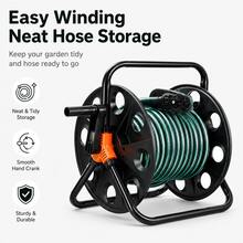 Heavy-Duty Garden Hose Reel With Foldable Handle , Featuring A Wrap-Around Design For Tool-Free, Effortless Storage. Ideal For Lawns, Garages, Car Washing, And Gardening Hose Organization ,Compact Storage Solution. - Black - View 6