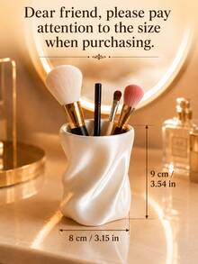 1pc Wavy Texture Makeup Brush Holder, Modern Sculptural Vanity Storage Cup, Multi-Purpose Desktop Organizer Container For Makeup Brushes, Pens, Cutlery, Beauty Tools And Small Accessories, Drawer Storage, Vanity Storage, Makeup Brush Holder, Gift - Multicolor - View 12