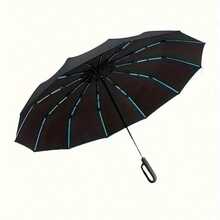 1pc Automatic Open/Close Heavy Duty 12-Rib Windproof Umbrella, Dual Windproof Design - Automatic Button Operation, All-Weather Waterproof & Windproof, With Handle, Sturdy Iron Frame, Foldable & Portable - Multicolor - View 10