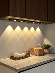 1pc Cat Eye Sensor Cabinet Light, 20/30/40/50cm USB Rechargeable Motion Sensor Light, LED Light Strip, Dimmable 3-Color Options, Suitable For Kitchen, Wardrobe, Cabinet, Bedroom, Hallway - Multicolor - View 2
