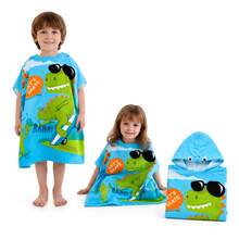 nerd hunters Kids Hooded Poncho Towel - Skateboarding Dinosaur - 彩色 - 查看 1