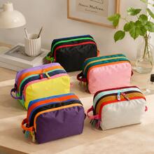 Tas Kosmetik Blok Warna yang Dipersonalisasi, Tas Organizer Kosmetik Kapasitas Besar Multi-Lapisan, Tas Perlengkapan Mandi Portabel untuk Perjalanan dengan Warna Kontras yang Modis - MultiWarna - View 10