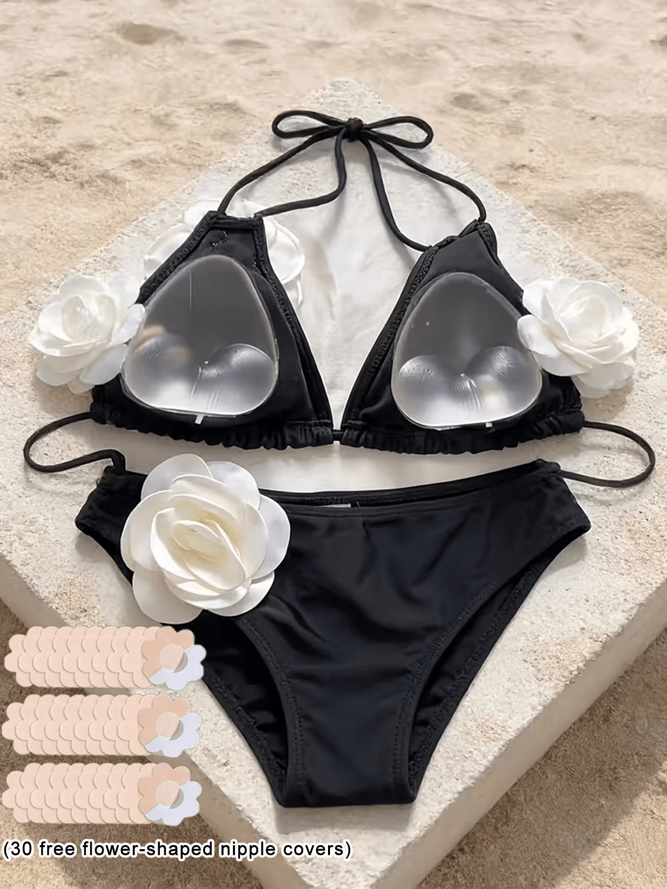 1 par de almohadillas invisibles para sujetador con diseño minimalista triangular (incluye 30 piezas de cubrepezones), levanta y moldea, diseñadas para ropa ajustada - Multicolor - Ver 1