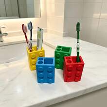 1pc Creative 3D Printed Modular Pen Holder/Toothbrush Holder Storage, Nestable Bathroom Countertop Organizer For Toothpaste And Toothbrush Set, Also Suitable For Pens, Pencils, Brushes, Etc. Perfect For Bathroom, Desk Decoration, Classroom, Office, Home Decor. Great For Back To School And Graduation Season. - Multicolor - View 1