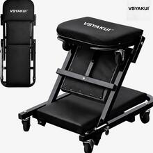 Tracked Utility Cart For Garage Workshops, 2-In-1 Foldable Z-Type Wheeled Chassis Creeper Seat, Wheel-Equipped Auto Repair Base With 6 Universal Casters, Suitable For Vehicle Maintenance And Repair - First - View 6