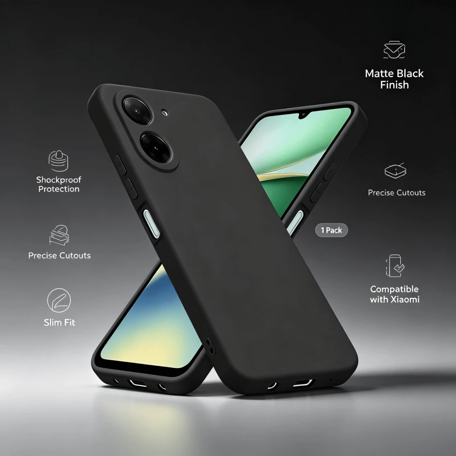1 buah: Casing Ponsel Hitam Model Terbaru untuk Ponsel X Iao Mi, Cocok untuk Redmi 15a dan A7 Pro, Casing Ponsel Hitam, Casing Ponsel Anti Jatuh, Casing Ponsel Warna Solid, Casing Ponsel Sederhana, Pelindung Belakang Anti Guncangan dan Anti Jatuh, Casing Ponsel Tipis dan Lembut dengan Potongan Presisi, Pelindung Anti Guncangan yang Pas - Hitam - View 1