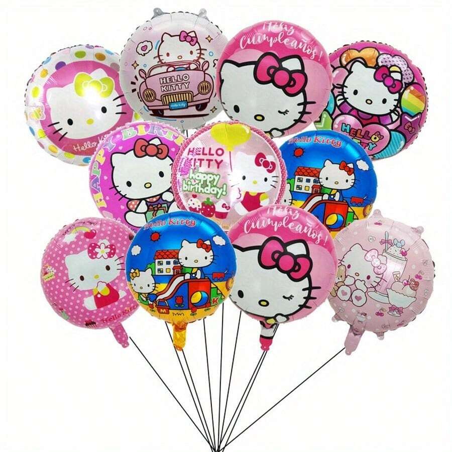 10pcs 18 Inch Hello Kitty Themed Party Decoration Aluminum Film Balloons Randomly Suitable For Party Decoration (Authorized) - View 1