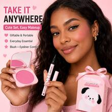 JOJO DIARY 2PCS/Blush + Eyeliner Set, Corrects Skin Tone, Natural Lightweight Effect, Long-Lasting, Waterproof And Sweatproof, Suitable For All Skin Types, Shapes Facial Contour - Multicolor - View 9
