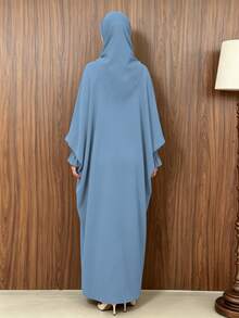 1pc Solid Color Muslim Leg-Of-Gigot Sleeve Cuff Design Hijab Series Abaya, Suitable For Daily Prayer, Minimalist And Lightweight - Multicolor - View 4