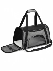 1pc Pet Carrier Bag, Large Breathable Mesh Ventilation Without Stuffiness, Spacious Interior Movement Without Compression, Multiple Carrying Ways For Convenient Travel, Suitable For Pet Medical Visits, Outdoor Play, Short Trips, Cat & Dog Owners (Recommended To Place In Ventilated Area For 2-5 Days To Remove Material Odor) - Multicolor - View 8