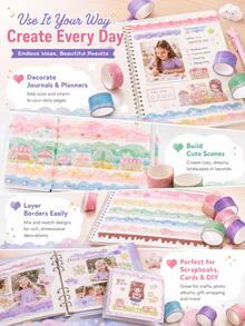 10 Rolls Dreamy Cloud Washi Tape Set, Cute Border Sticker Tapes For Journaling, Scrapbook Supplies, DIY Collage Crafts, Kids & Girls - Multicolor - View 5